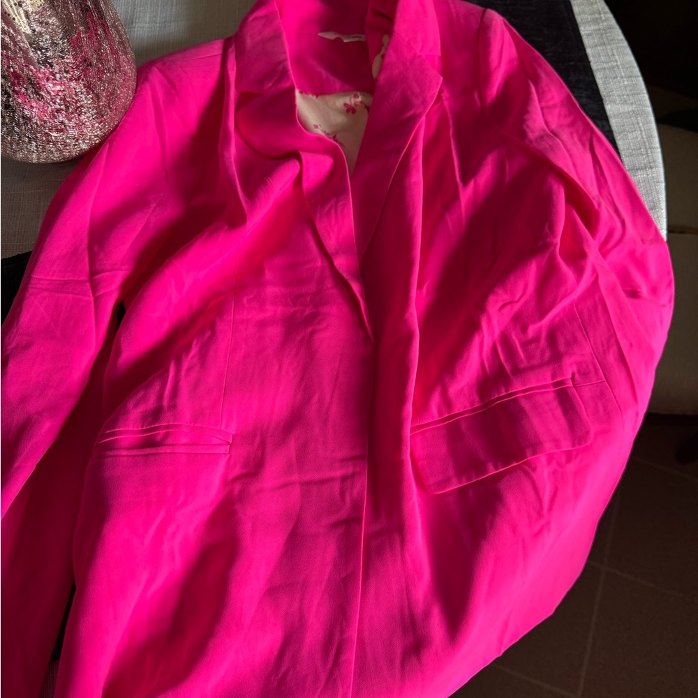 Hot Pink Blazer Lightweight Smooth Fabric
